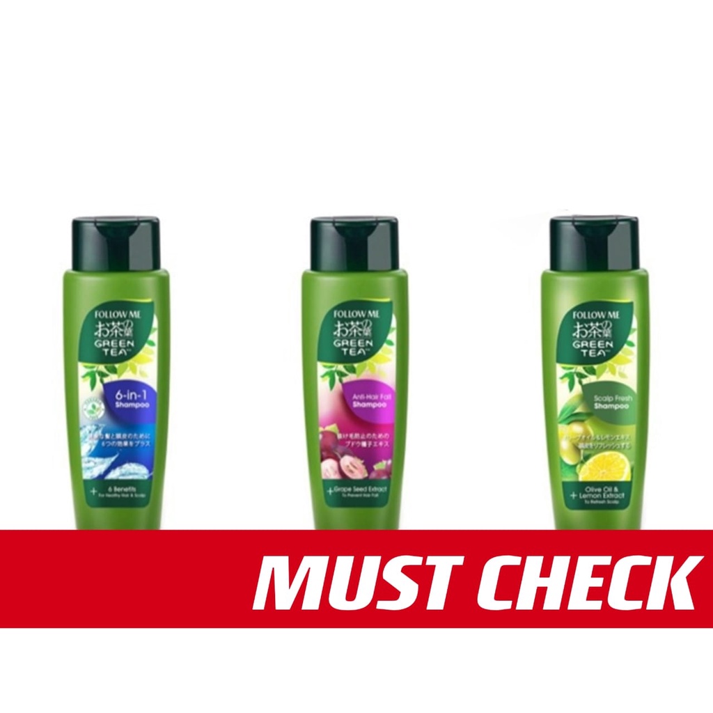Follow Me Green Tea Shampoo 170ml (6 IN 1, AntiHair Fall, Scalp Fresh