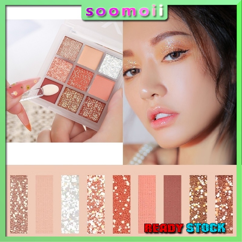 SooMoii CO098 9 Colour Eyeshadow Matte Palette Longlasting Malaysia Ready Stock Eye Make Up
