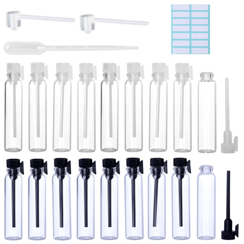 12~16Pcs/set 1/2/3/5 ML Black White Empty Small Clear Glass Perfume Sample  Vial Bottle With Dropper/Perfume Refill Tools