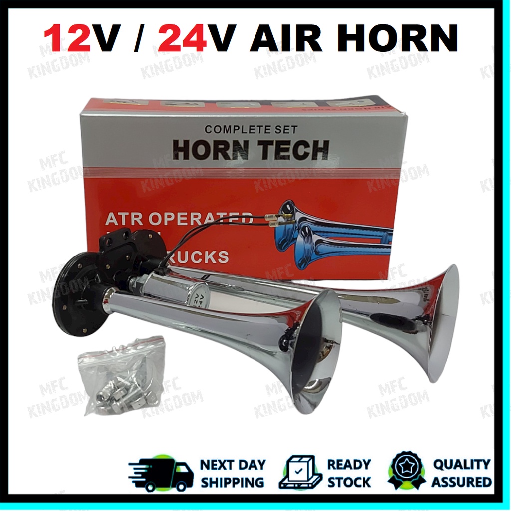 Hella Heavy Duty Car Lorry Truck Motor Dual Tone Trumpet Air Horn Kit 12V  24V (1Set)