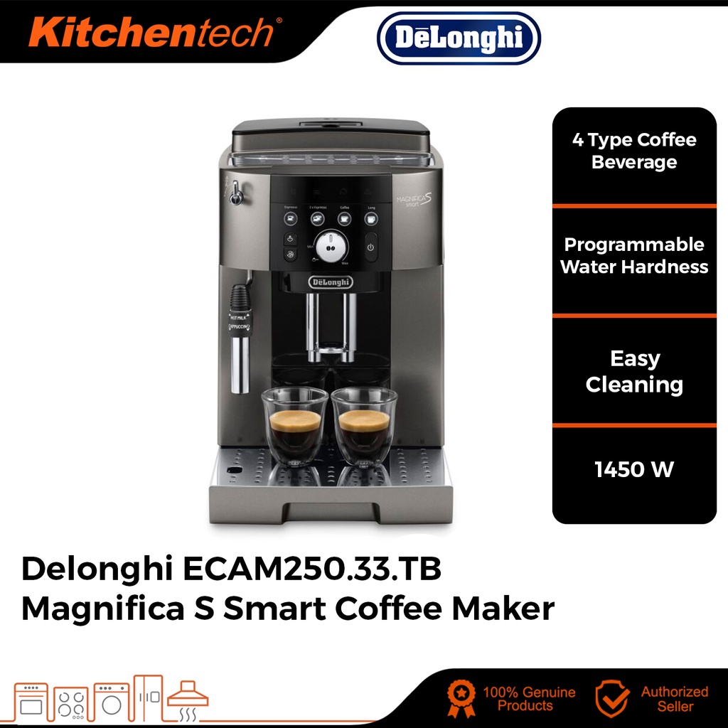 Delonghi ECAM250.33.TB Magnifica S Smart Fully Automatic Espresso Coffee Machine with manual milk frother ECAM250.33T