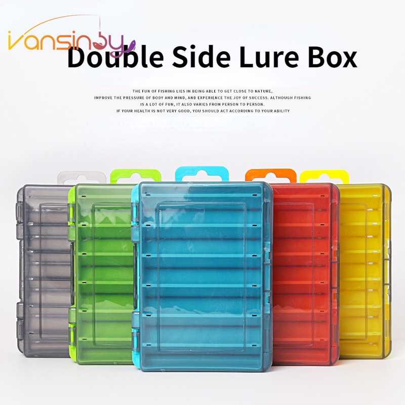 Boîte De Rangement De Pêche Plastique Verte Uxcell - 14 Casiers Double Face