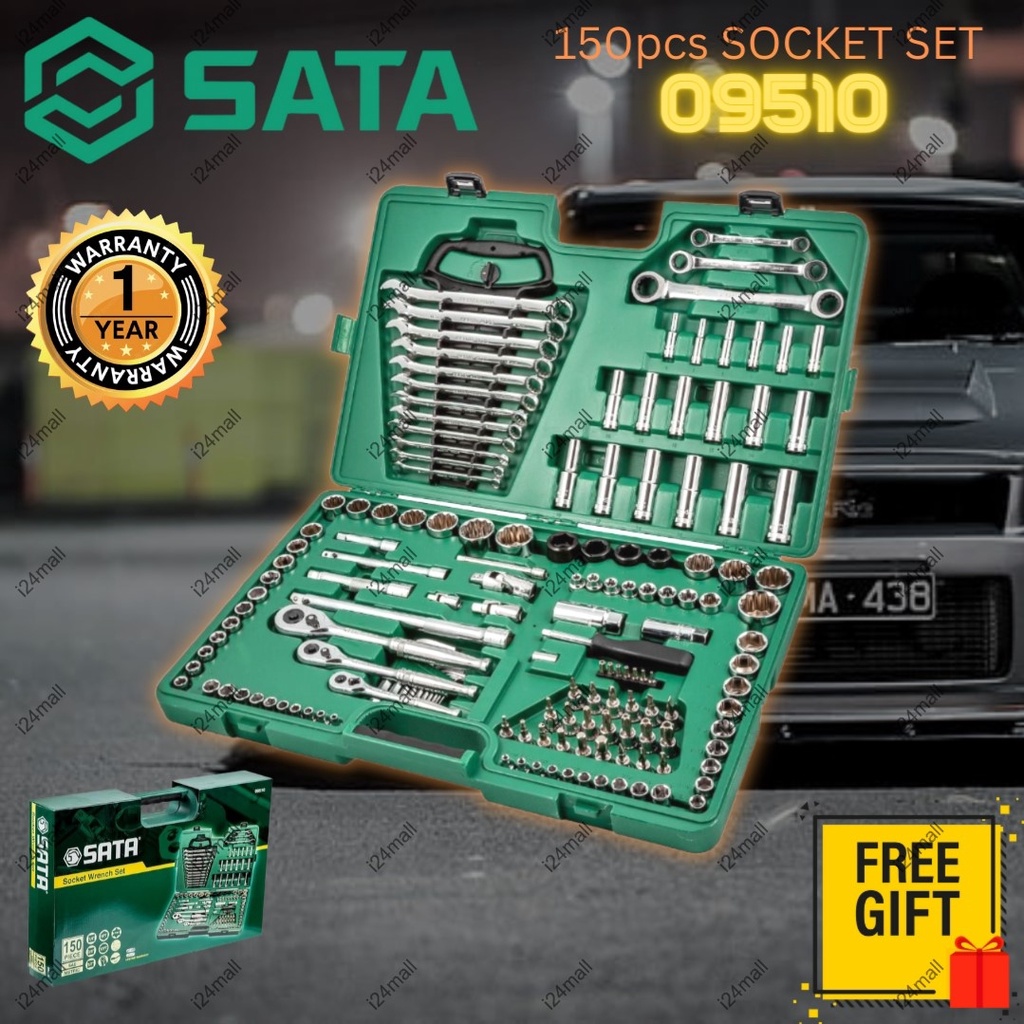 SATA 09510 150PCS Tools 1/4" & 3/8" & 1/2" Socket Tool Box Set Socket