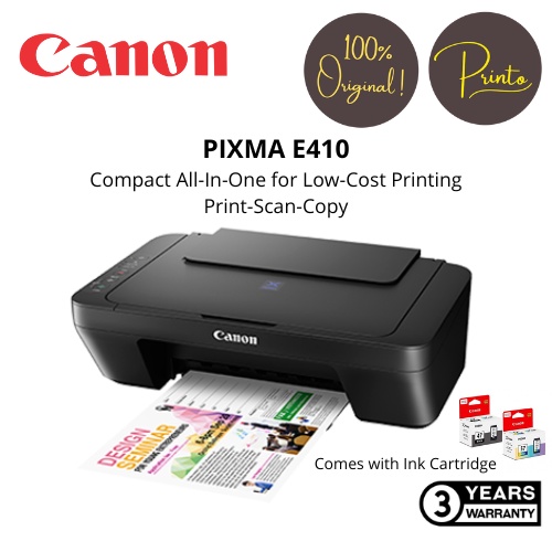 Canon Pixma E410 Black/Grey Compact All-In-One for Low-Cost Printer. Print Scan Copy E 410 E-410 (Color Random)