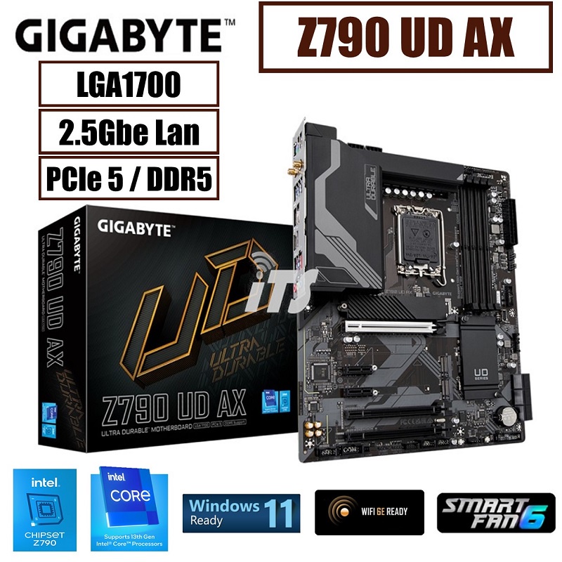 Carte Mère Gigabyte Z790 UD AX – Intel LGA1700 – DDR5 – Wi-Fi – Neuf