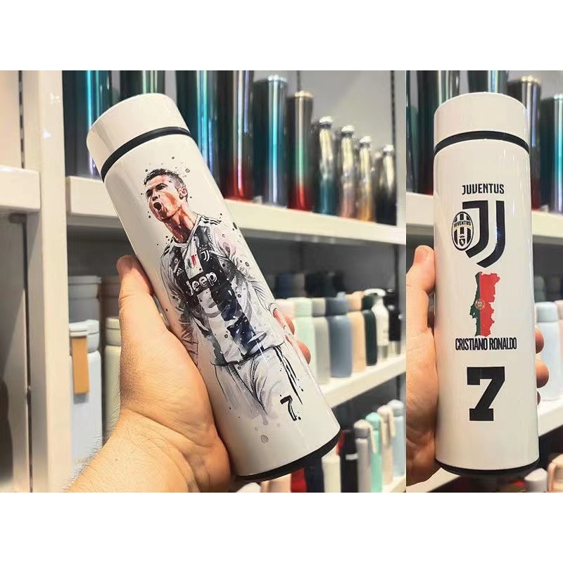 Soccer superstar thermos cup Messi Cristiano Ronaldo fan cup Smart ...