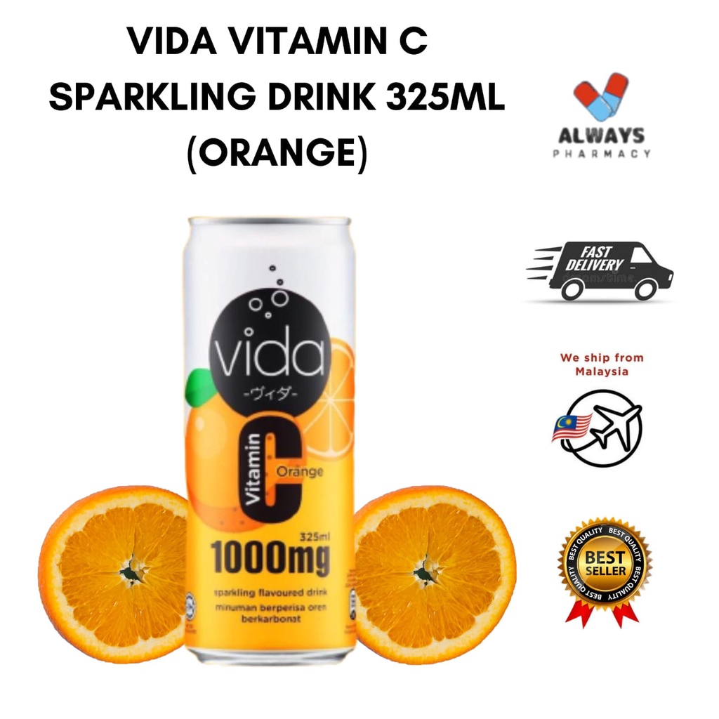 VIDA C VITAMIN C 1000MG SPARKLING DRINK 325ML (ORANGE) Shopee Malaysia