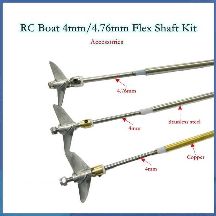 RC Boat Flex Shaft Kit 4mm 4.76mm(3/16") Flexible Cable Assembly 40mm 2