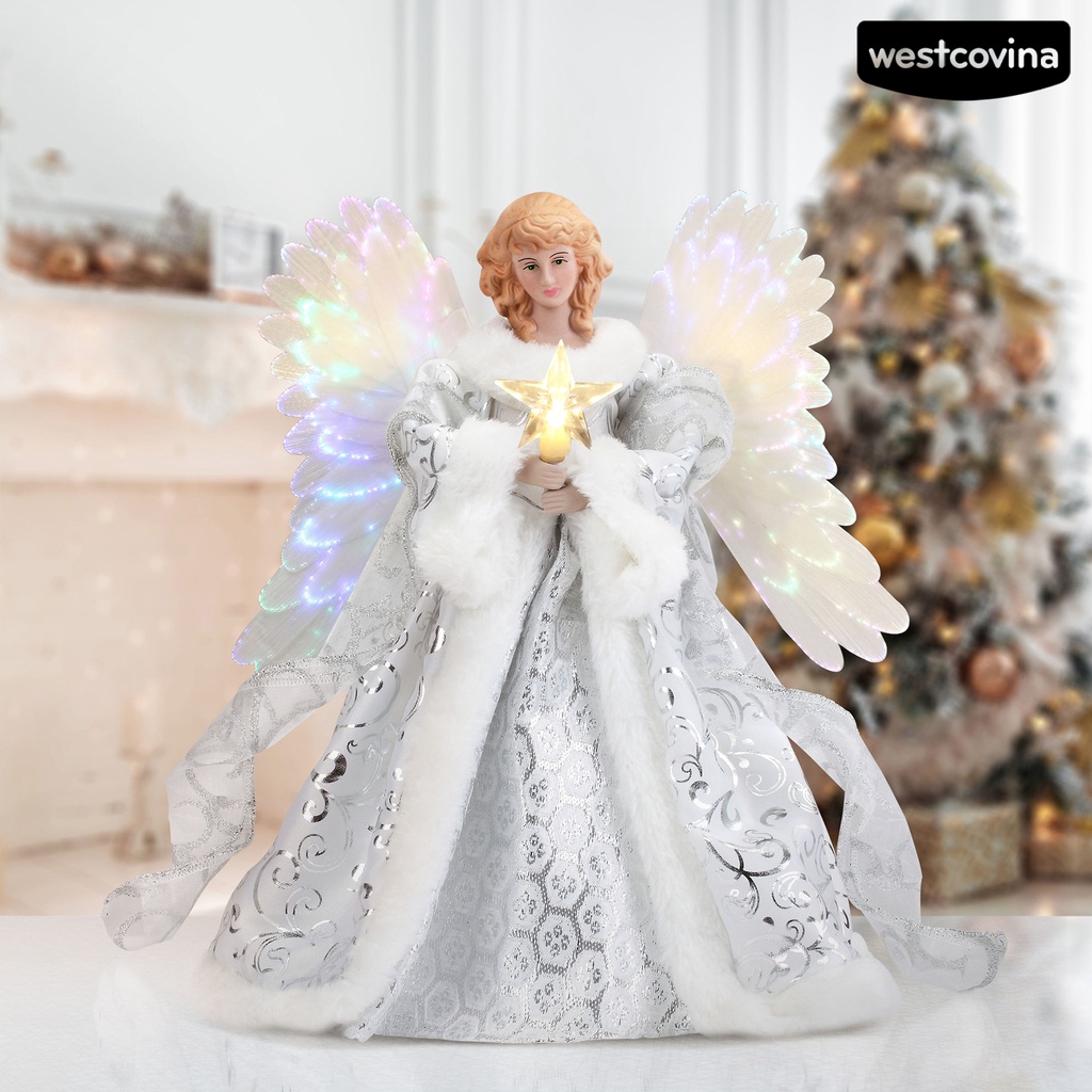 Westcovina Xmas Tree Topper Cute White Angel Figurine Ornament Festival ...