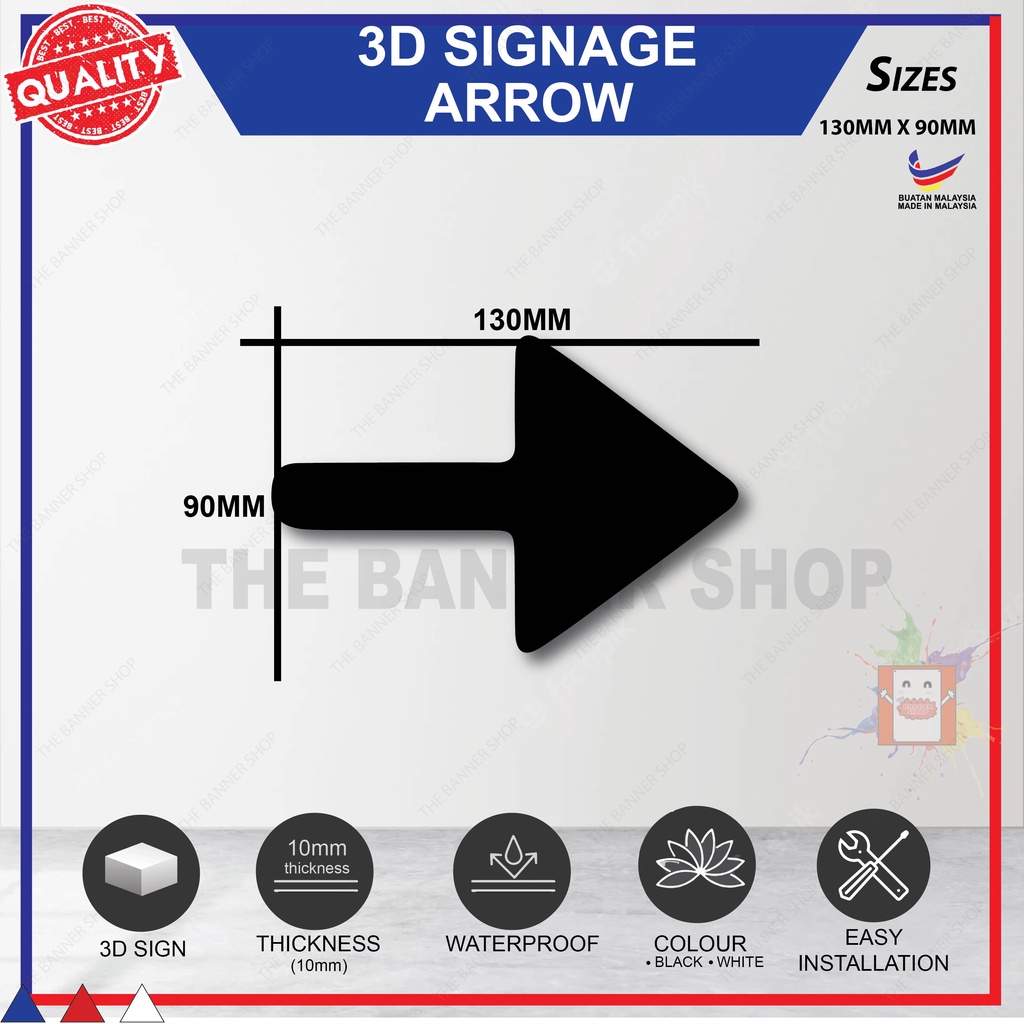 Arrow - 3D Acrylic Signage (3MM Thickness) 3ADS004 | Shopee Malaysia