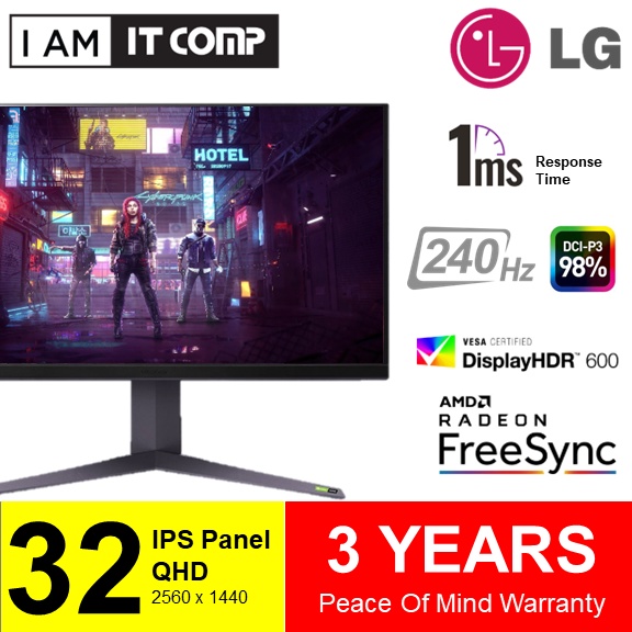 LG 32 Inch 32GQ850 / 32GQ850-B UltraGear QHD Nano IPS 1ms 240Hz HDR 600 ...