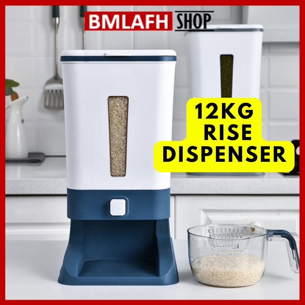 Rice Storage Bin,12kg Automatic Rice Storage Dispenser Rice Bin Rice Container Bin Revolutionary Design