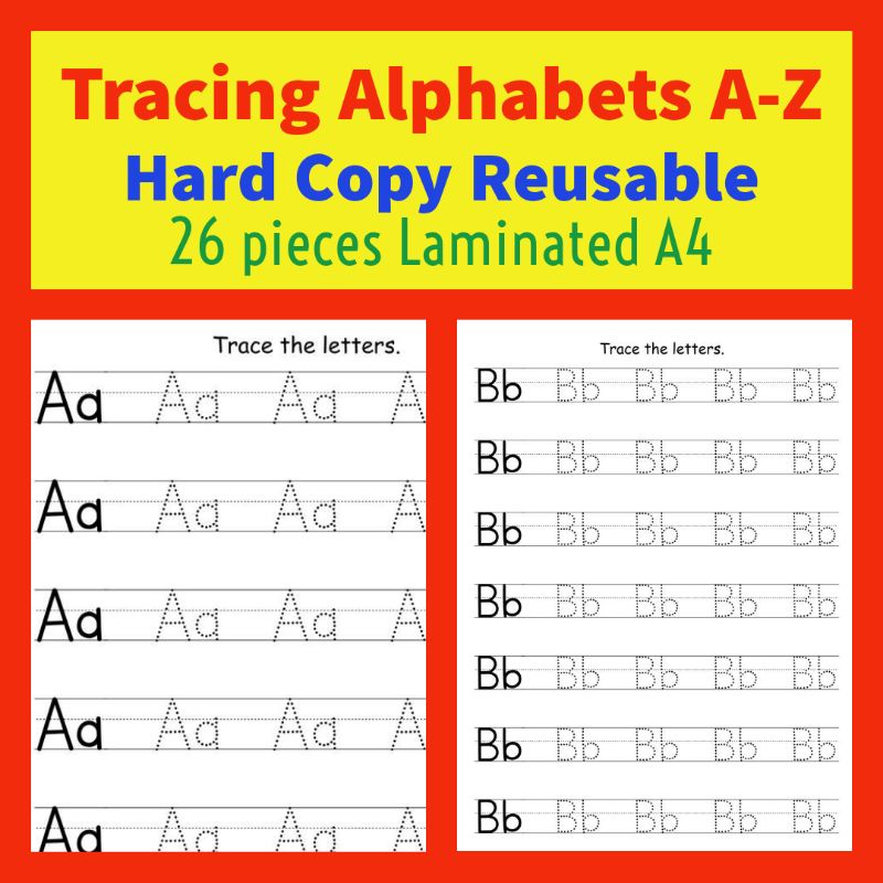 Reusable Laminated 26 ABC Alphabet Tracing Writing Practice Worksheet A