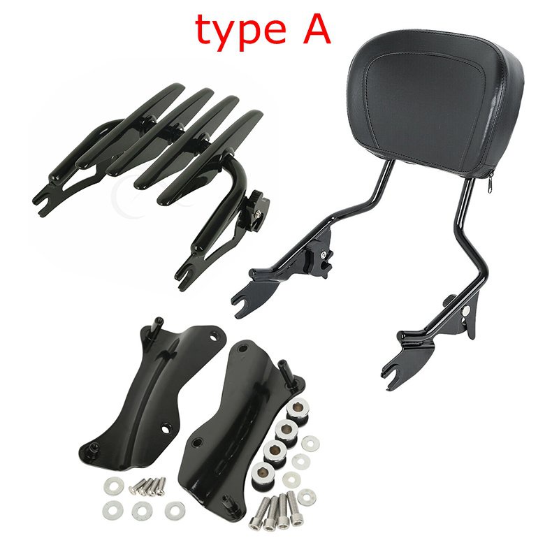 Motorcycle Sissy Bar Backrest & Luggage Rack & Docking Kit For Harley