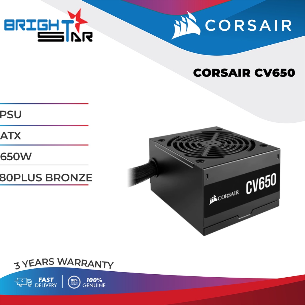 POWER SUPPLY UNIT / CORSAIR CV650 / ATX / 650W / 80 PLUS BRONZE / 3Y ...