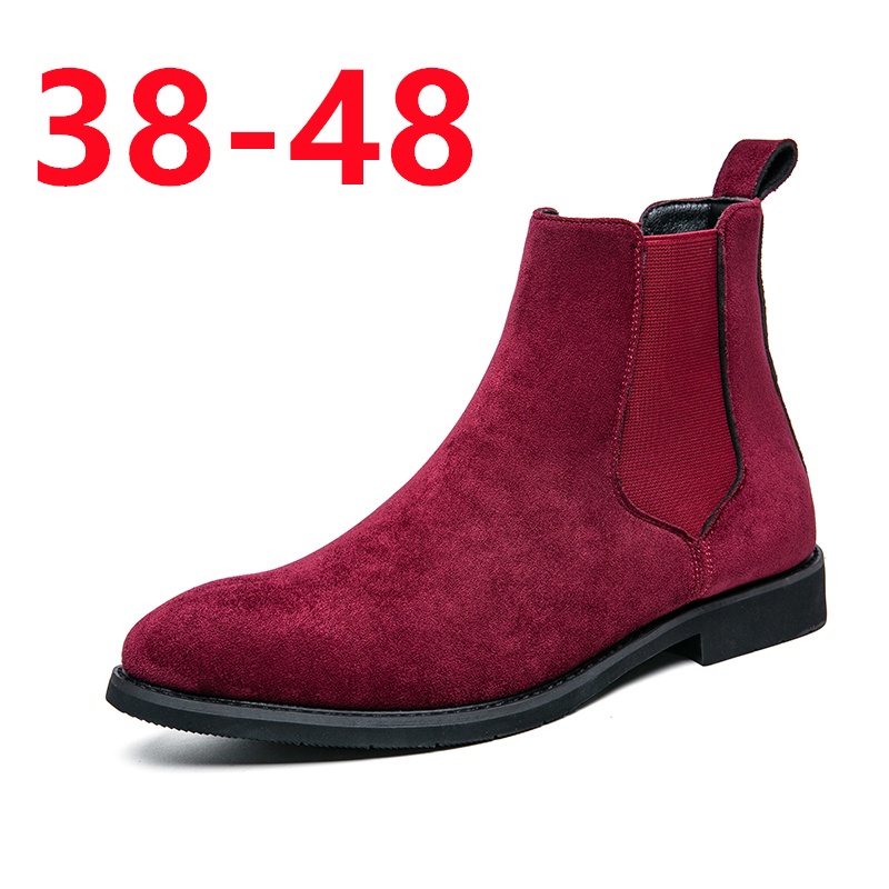 Red Leather Shoes Men's High-Top Chelsea Boots Martin Oxford Formal ...