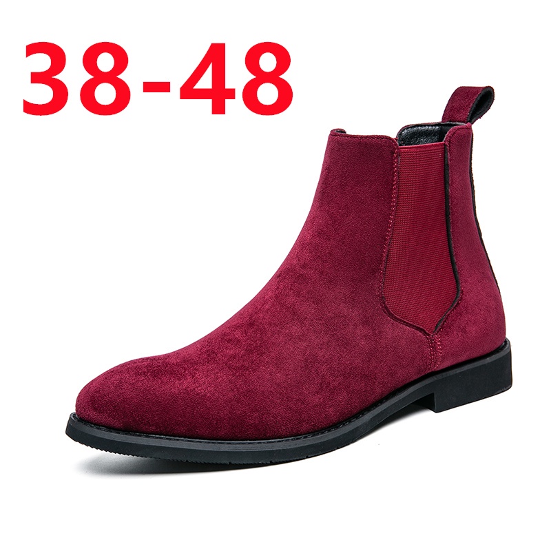 Red Leather Shoes Men's HighTop Chelsea Boots Martin Oxford Formal