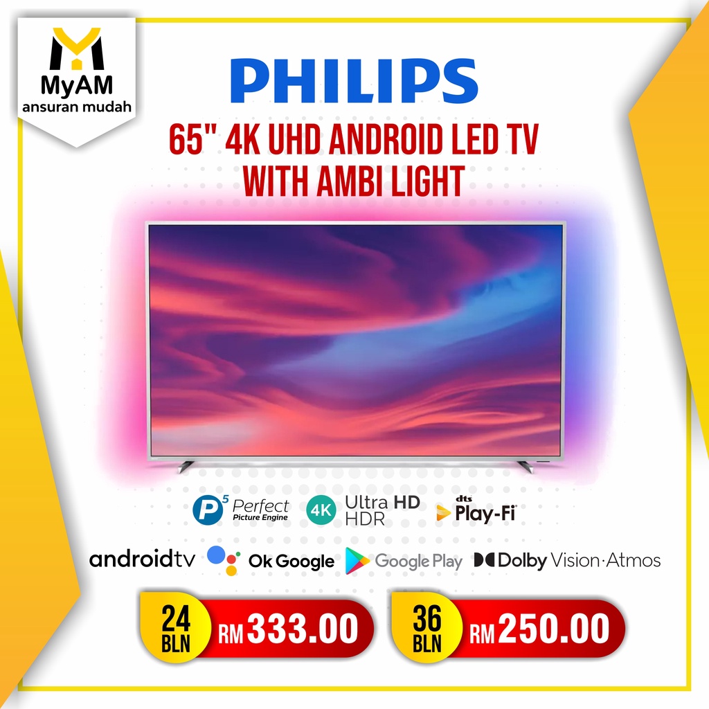 [Installment Plan] Ansuran Mudah Philips 65" Android 4K Ultra HD Smart