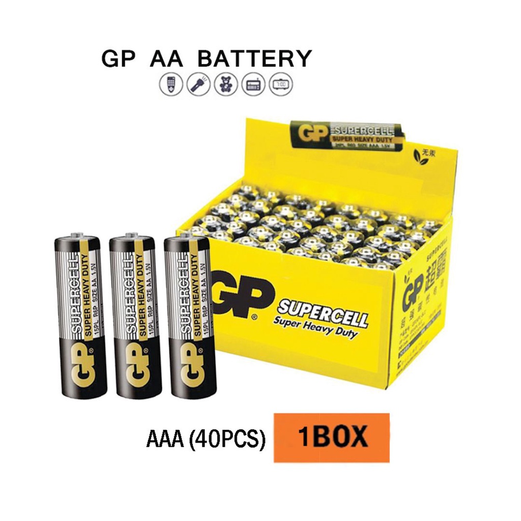 (1Box - 40Pcs) GP Supercell Heavy Duty Battery / Bateri GP Supercell ...