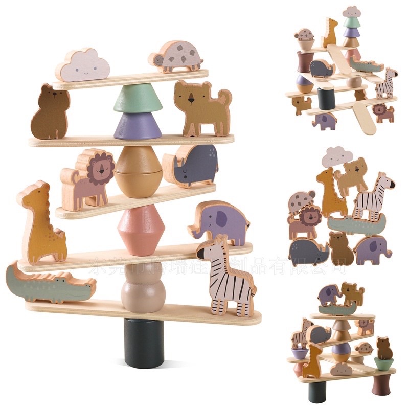 Wooden balancing blocks in many colors and patterns (montessori ...