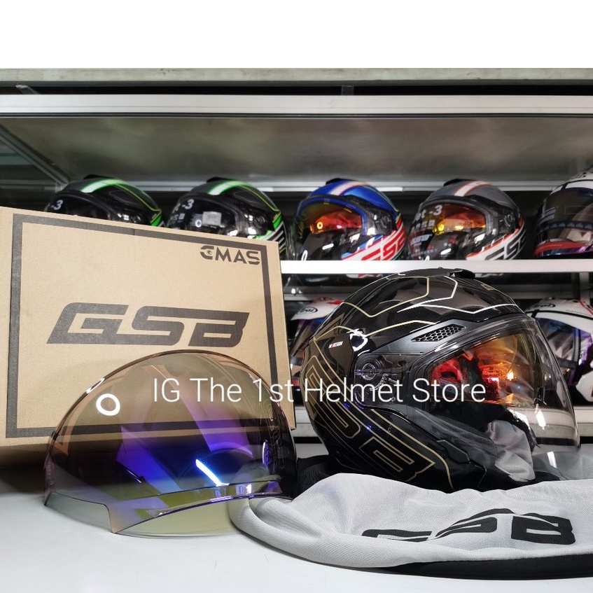 Original GSB G-263 Black Open Face Helmet | Shopee Malaysia