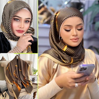 New 70x70cm Women Silk Scarf Elegant Stripes Printed Casual Satin Hijab  Small Square Wraps Scarves Shawl Hair Bandana Head Band