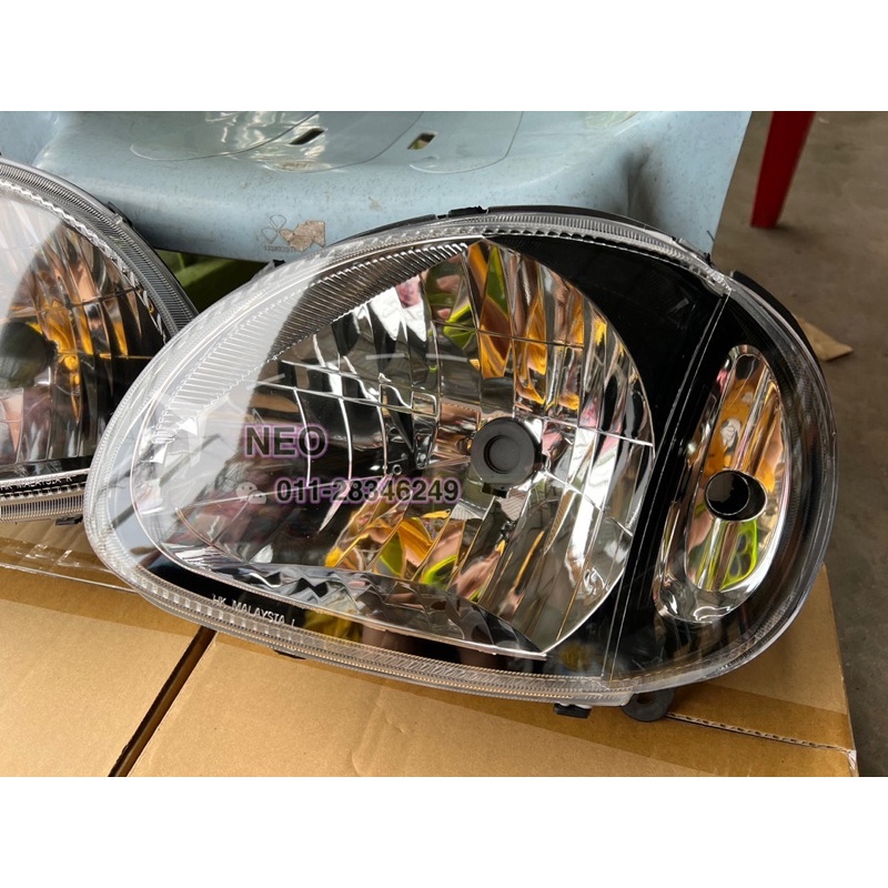 PERODUA KELISA HEAD LAMP CRYSTAL SET BLACK SMOKE LAMPU DEPAN ACC HEAD