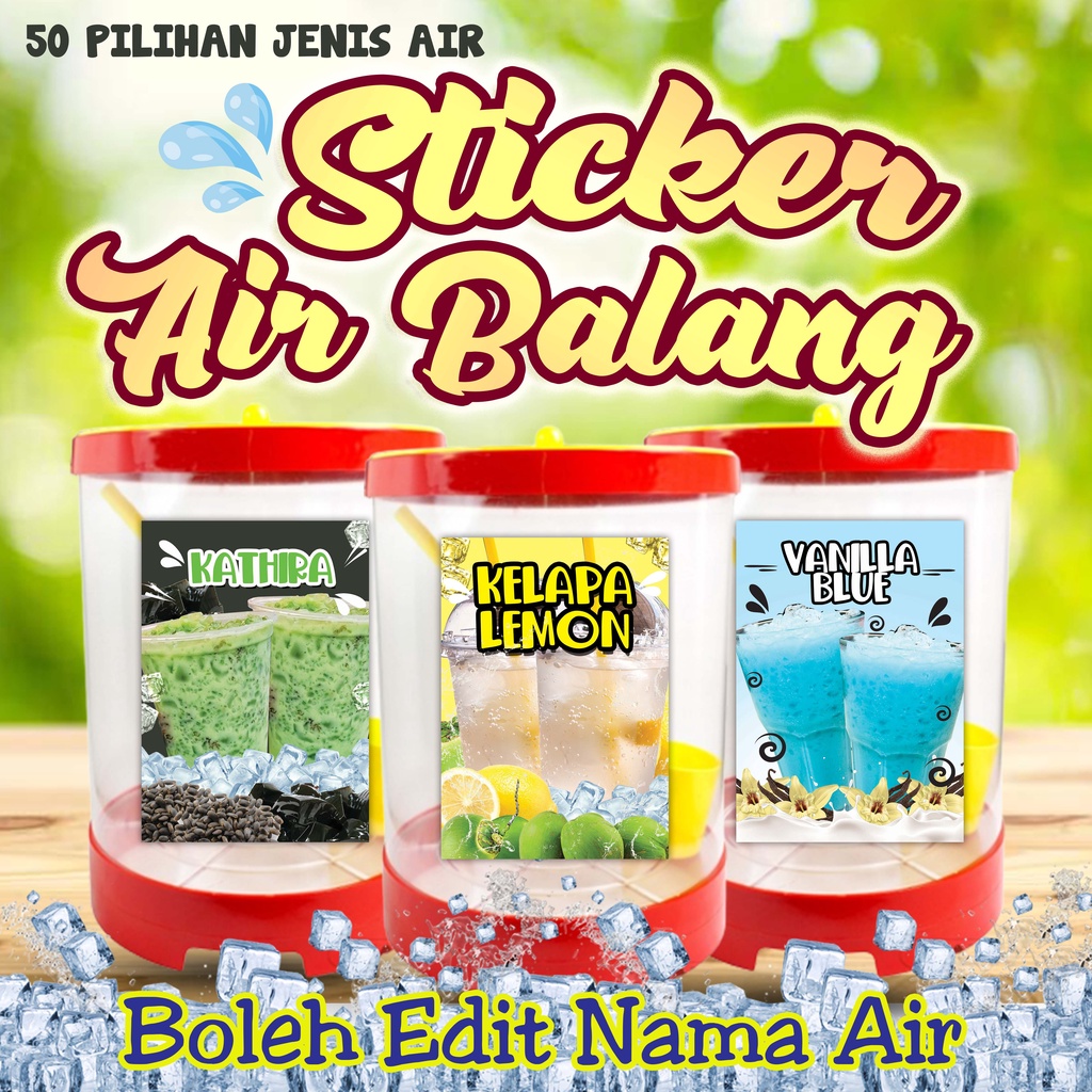 Sticker Air Balang Murah Saiz A4 Boleh Edit Nama Air Shopee Malaysia 8701