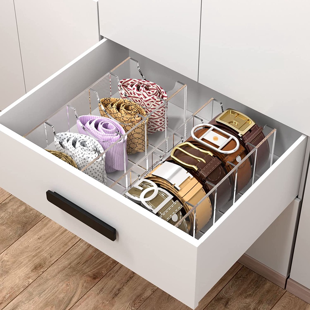 Belt Organizer Acrylic Belt Storage Holder for The Closet 5 Compartments Display Case for Tie and Bow Tie Shopee Malaysia