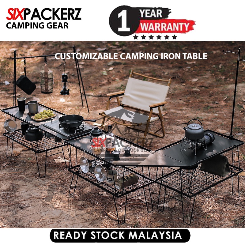 Iron Steel Mesh Camping Rack Table Foldable Portable Stacking Storage ...