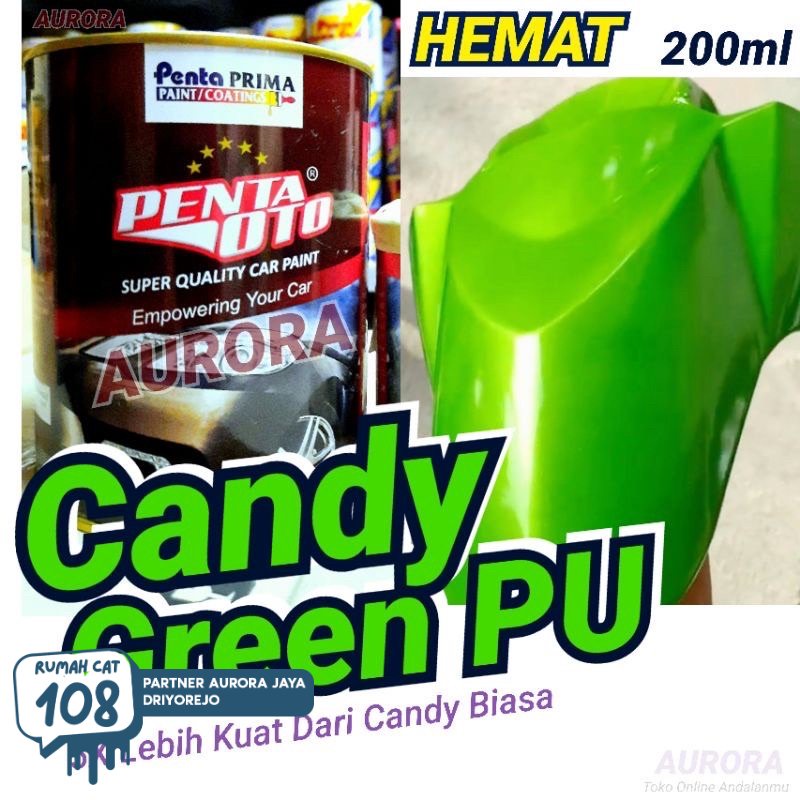 HIJAU Cat House Paint Penta Auto Candytone Green PU 200ml Retail