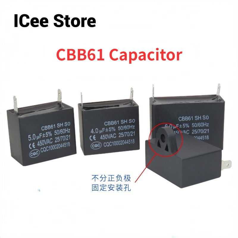 Condensatore Di Spunto CBB61 1uF 450V Per Motore Ventilatore - Nuovo