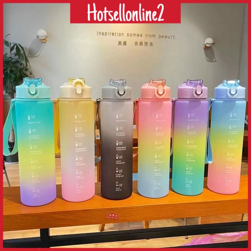 HOT_ 1000ML Gradient Color Frosted Water Bottle Botol Air | Shopee Malaysia