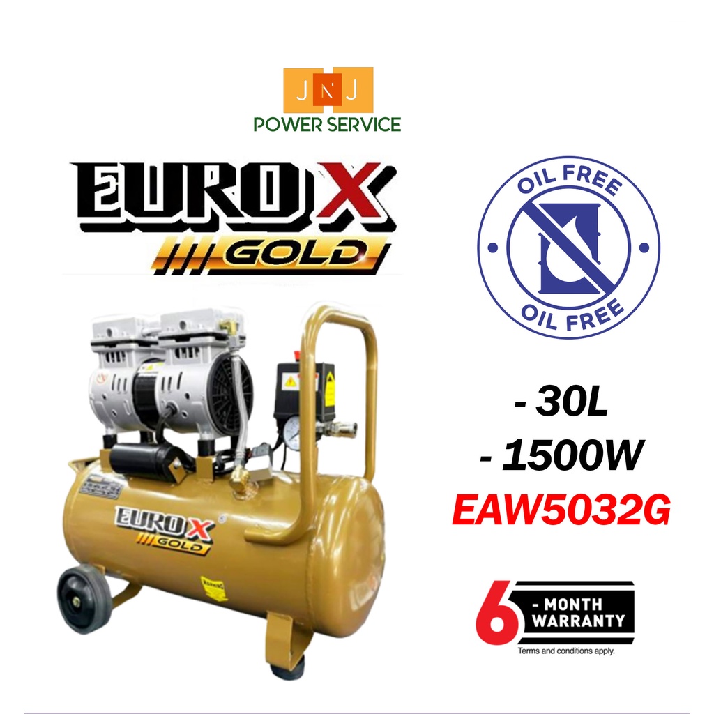 *EUROX GOLD 30L 1500W HIGH SPEED OIL-FREE AIR COMPRESSOR EAW5032G ...