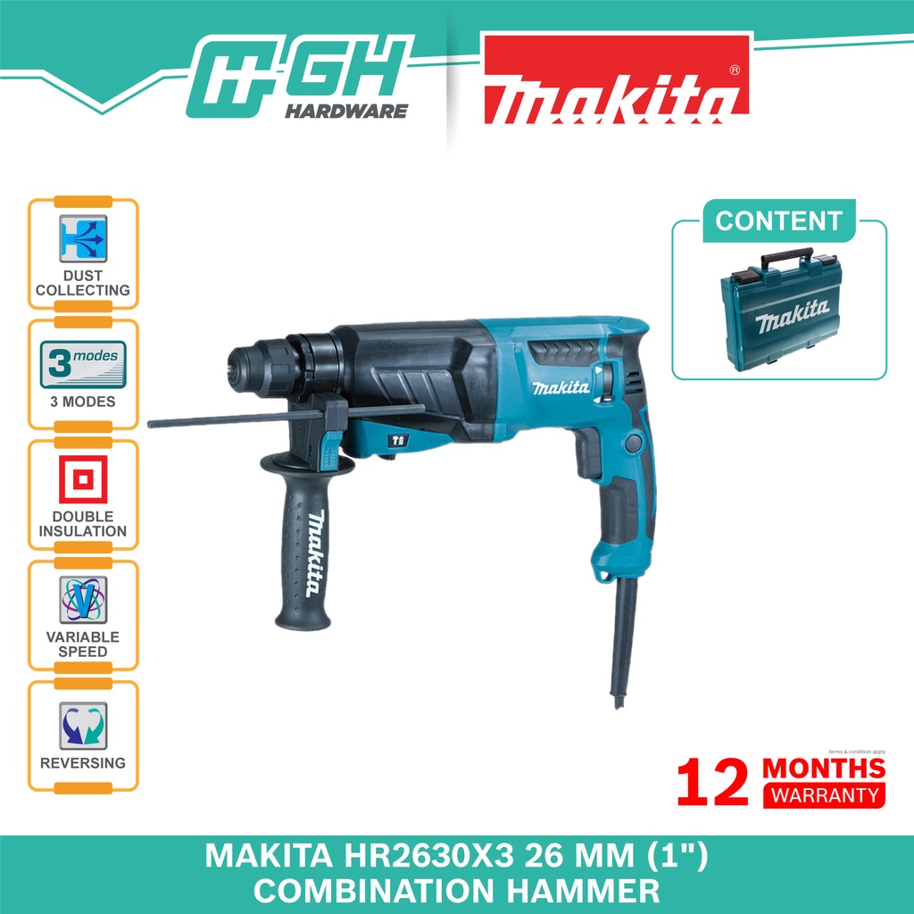GH HARDWARE MAKITA HR2630X3 Rotary Hammer 800W HR 2630 X 3 Shopee Malaysia