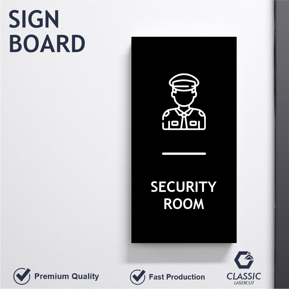 Sign Security Room/Sign Board Acrylic/Sign Acrylic Modern 15x25cm ...