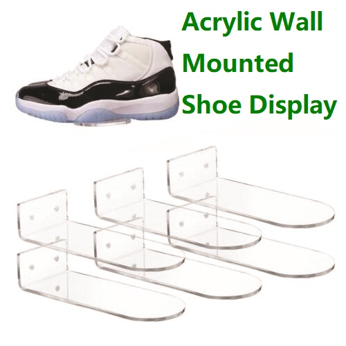 Multifunctional Acrylic Wall Mounted Shoe Display Rack for Showcase Sneaker Collection or Shoe