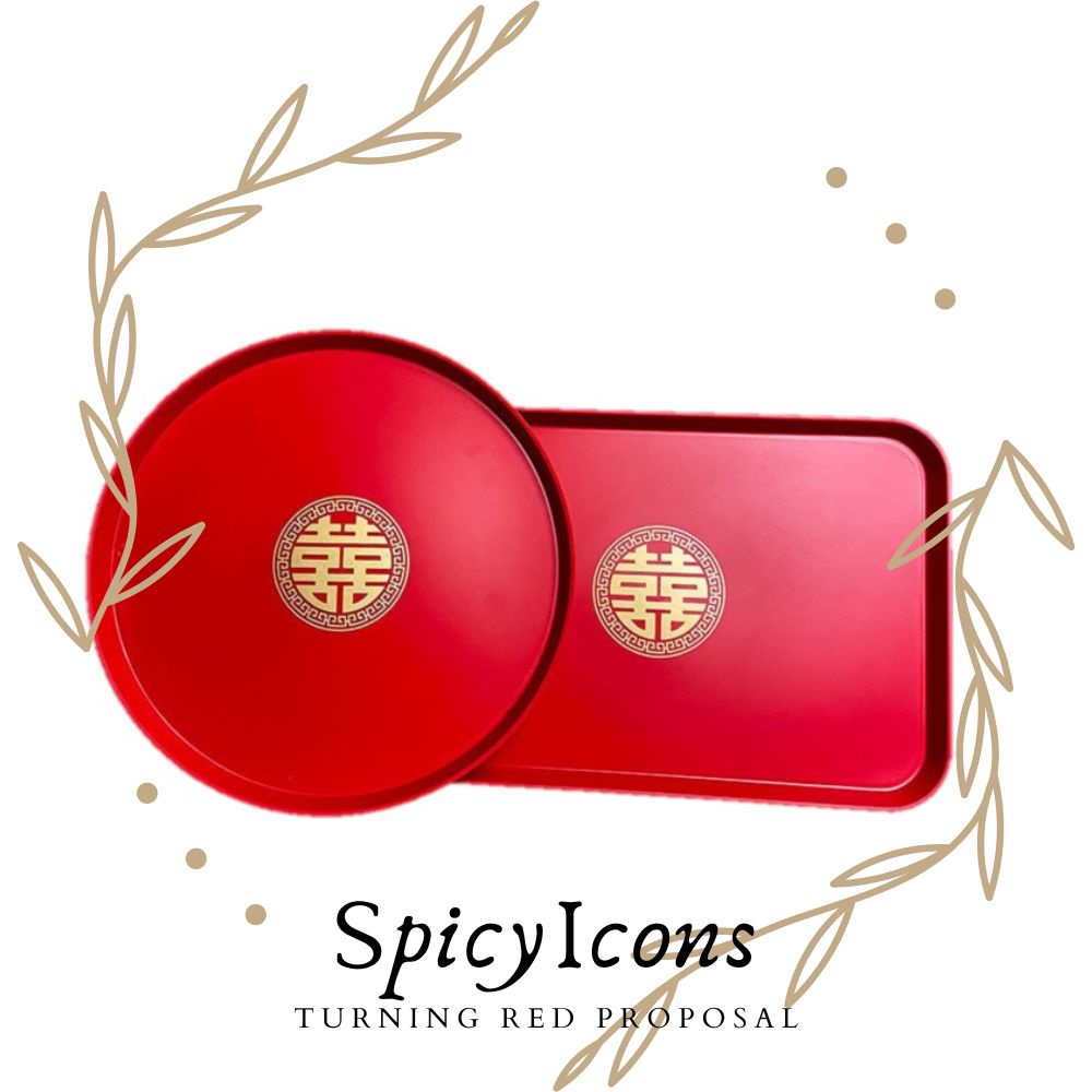 SpicyIcons Red Plastic Tray for Wedding Teapot Set Round Rectangle