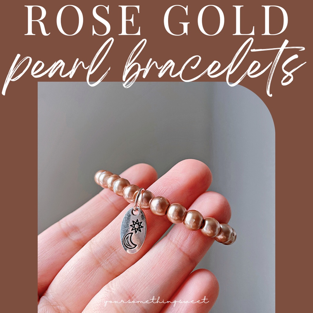 Rose gold deals pearl bracelets