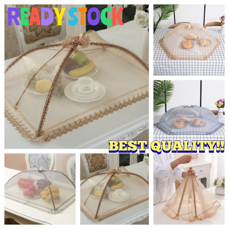 tudung saji boleh lipat Kitchen Collapsible Pop Up Lace Food Cover Dome