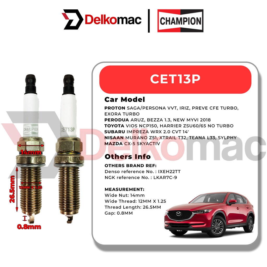 Champion Eon Titan Titanium Spark Plug 1pcs Mazda / Perodua
