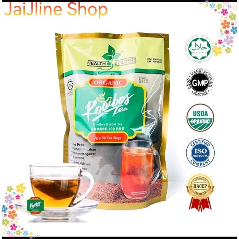 100 Original Health Builders Rooibos Organic Tea(50 Sachets) Shopee