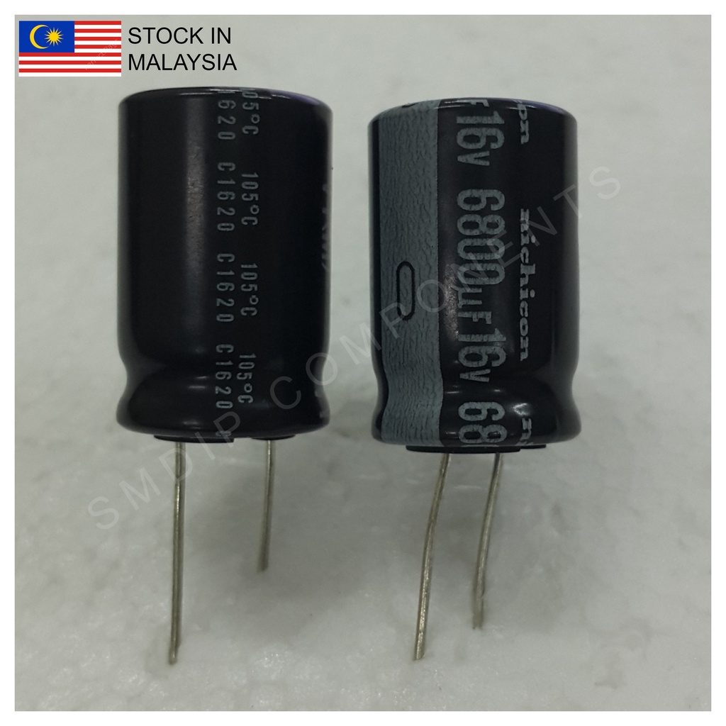 Nichicon 6800uF 16V Radial Electrolytic Capacitor – 18mm X 36mm, Aluminum, ±20%, 85°C, PCB Mount (Replaces 10V, 6.3V)