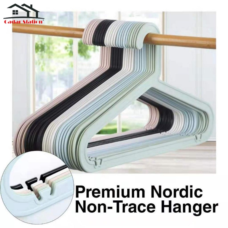 CS_Premium Hanger No Trace Nordic Color plastic clothes Hanger Baju ...