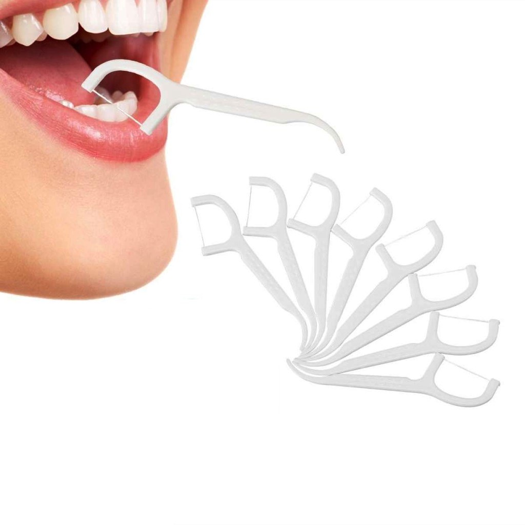(WITH FLUORIDE) 60pcs Teeth Floss Dental Floss Dental Stick Silk