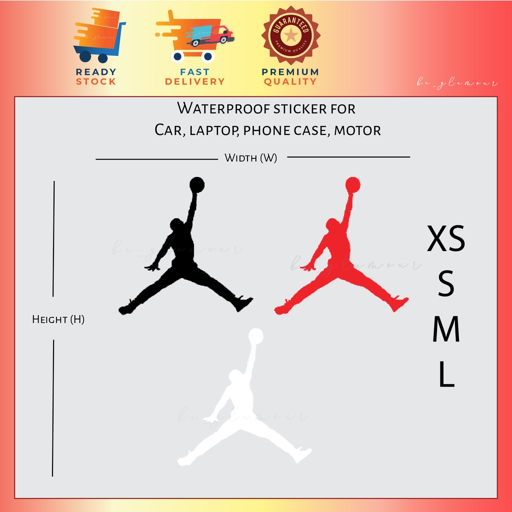 Jordan Jumpman Sticker Reflective air jordan stiker waterproof pantulan ...