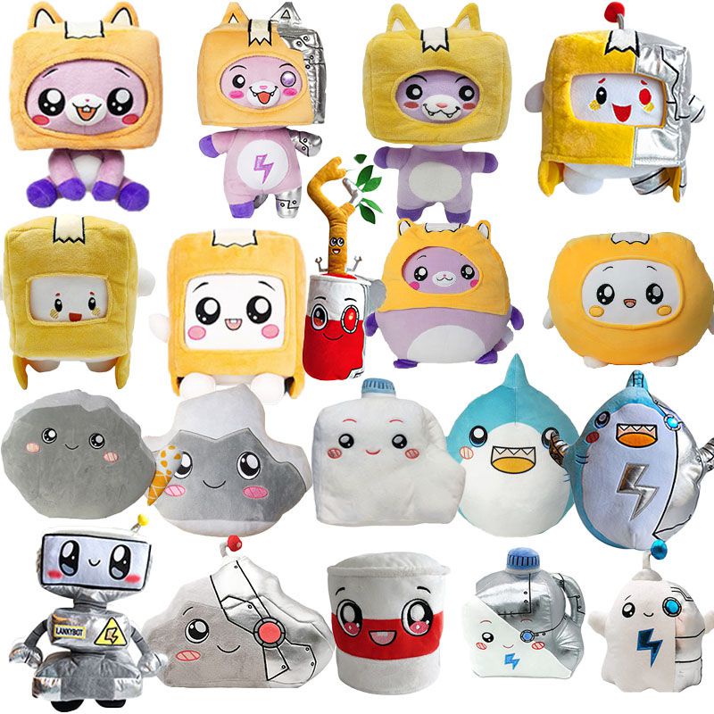 Lankybox Plush Doll Boxy Foxy and Rocky Plushie Removable Cartoon Robot