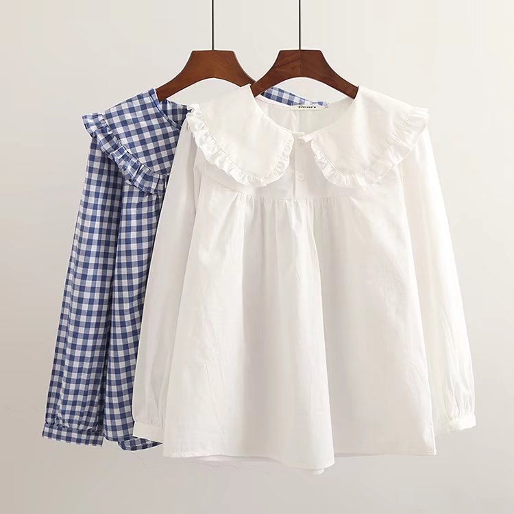 [Ready Stock]Women Blouse Cotton Blend Long/Short Sleeve Blouse Ruffle ...