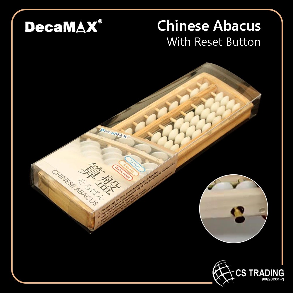 Decamax Chinese Abacus Sempoa With Reset Button Butang Reset Abakus