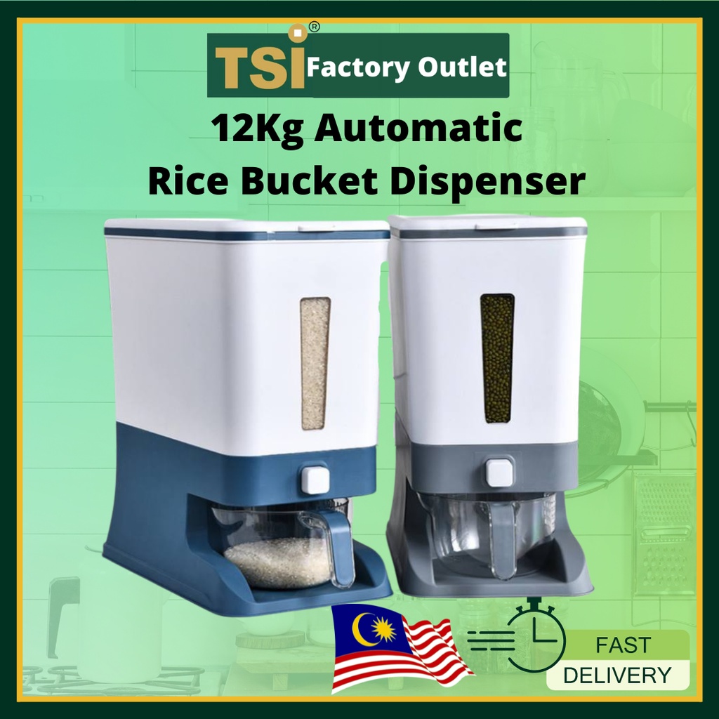 TSI 12KG Rice Dispenser Large Sealed Grain Container Storage Cereal ...